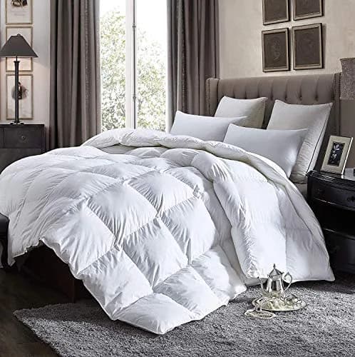 Egyptian Cotton Factory Store Full/Queen Size Lightweight Goose Down Comforter | Summer Weight, 40 oz Fill, Egyptian Cotton, White thumbnail 2