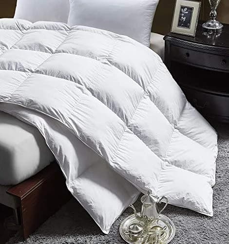 Egyptian Cotton Factory Store Full/Queen Size Lightweight Goose Down Comforter | Summer Weight, 40 oz Fill, Egyptian Cotton, White thumbnail 3