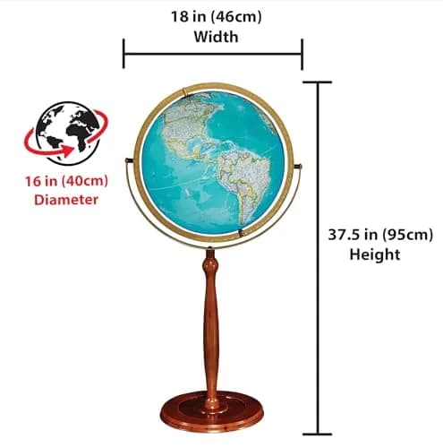 Replogle Chamberlin Illuminated Globe 16" Diameter | Classic Topographic Design with Bright LED Lights thumbnail 4