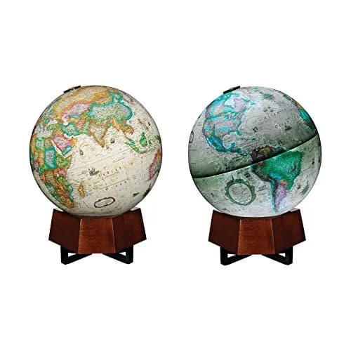 Replogle Globes Beth Sholom Globe 12" Illuminated Antique Ocean Globe on Walnut Stand | School & Home Decor thumbnail 1