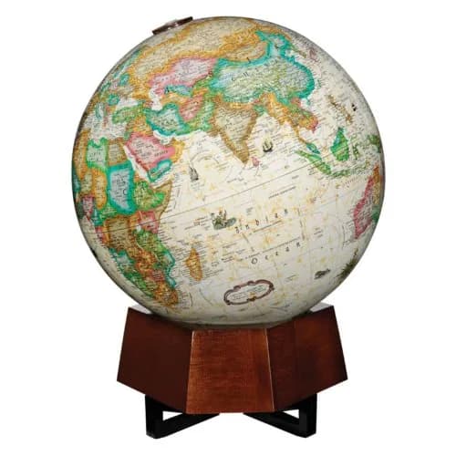 Replogle Globes Beth Sholom Globe 12" Illuminated Antique Ocean Globe on Walnut Stand | School & Home Decor thumbnail 2