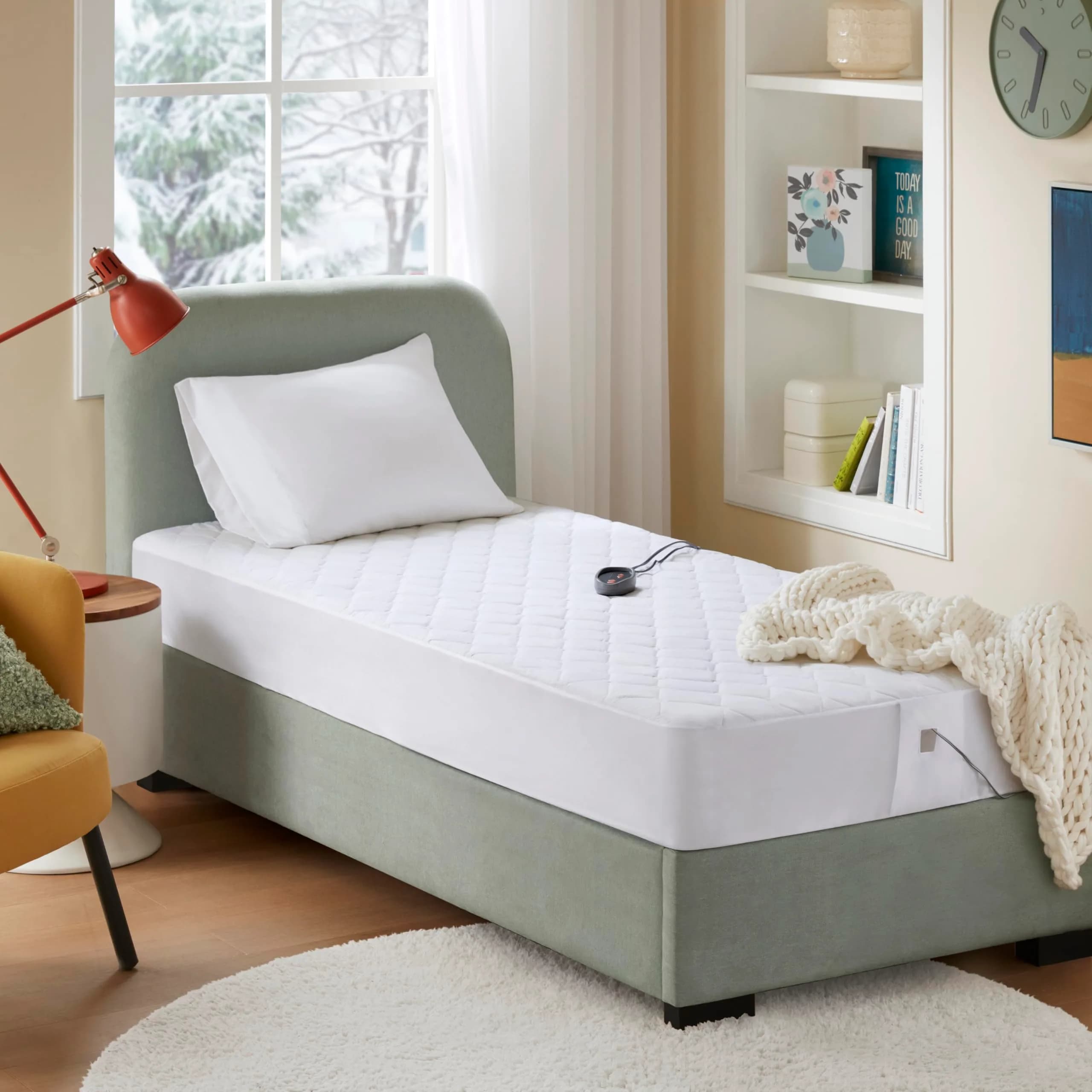 Beautyrest Cotton Blend Heated Mattress Pad Secure Comfort Technology | 5-Setting Twin, White