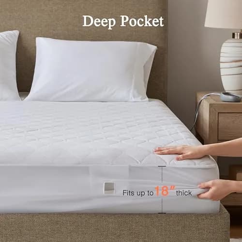 Beautyrest Cotton Blend Heated Mattress Pad Secure Comfort Technology | 5-Setting Twin, White thumbnail 8