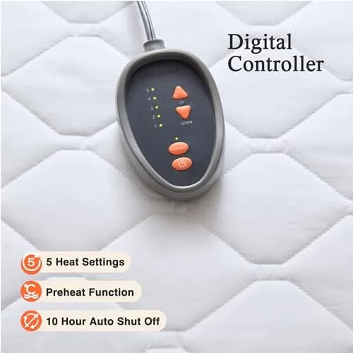 Beautyrest Cotton Blend Heated Mattress Pad Secure Comfort Technology | 5-Setting Twin, White thumbnail 3