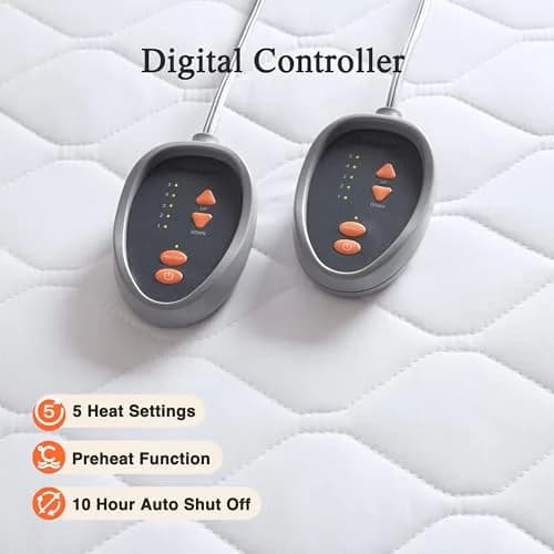 Beautyrest Cotton Blend Heated Mattress Pad Secure Comfort Technology - King, White | 5-Setting Heat, Deep Pocket thumbnail 3