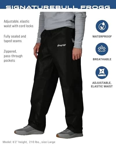 FROGG TOGGS Men's Bull Frogg Waterproof Rain Pant, Large | Breathable, Wind-Resistant, Fully Taped Seams thumbnail 2