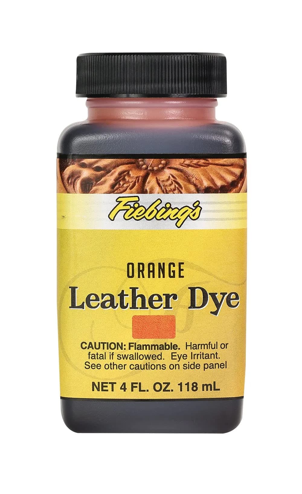 Fiebing's Orange Leather Dye 118ml (4 fl oz) - Alcohol-Based Penetrating Dye for Leather & Wood - main product image