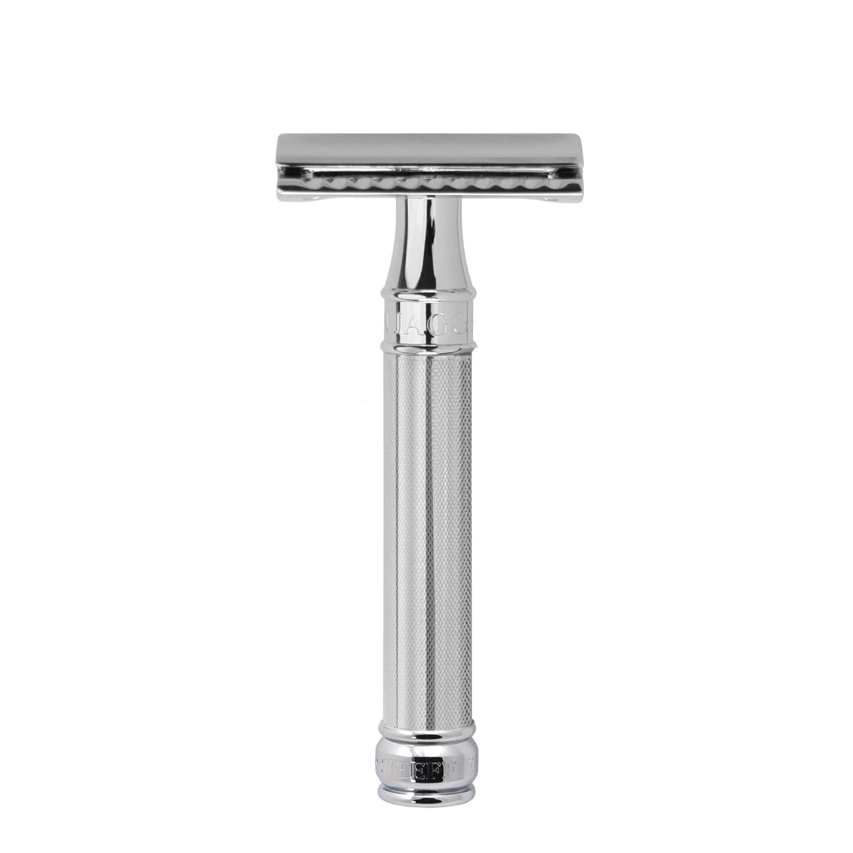 Edwin Jagger Double Edge Safety Razor, Regular Handle, Chrome Octagonal, 1 Count (2.54 cm x 5.08 cm x 15.75 cm) — Barley / Regular Handle