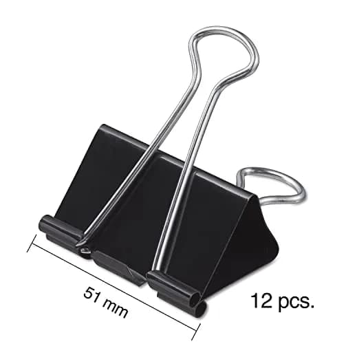 Staples Large Binder Clips 1" Capacity, Black, 12 Pack | Strong Hold Clips for Office Filing & Paper Bundles thumbnail 4
