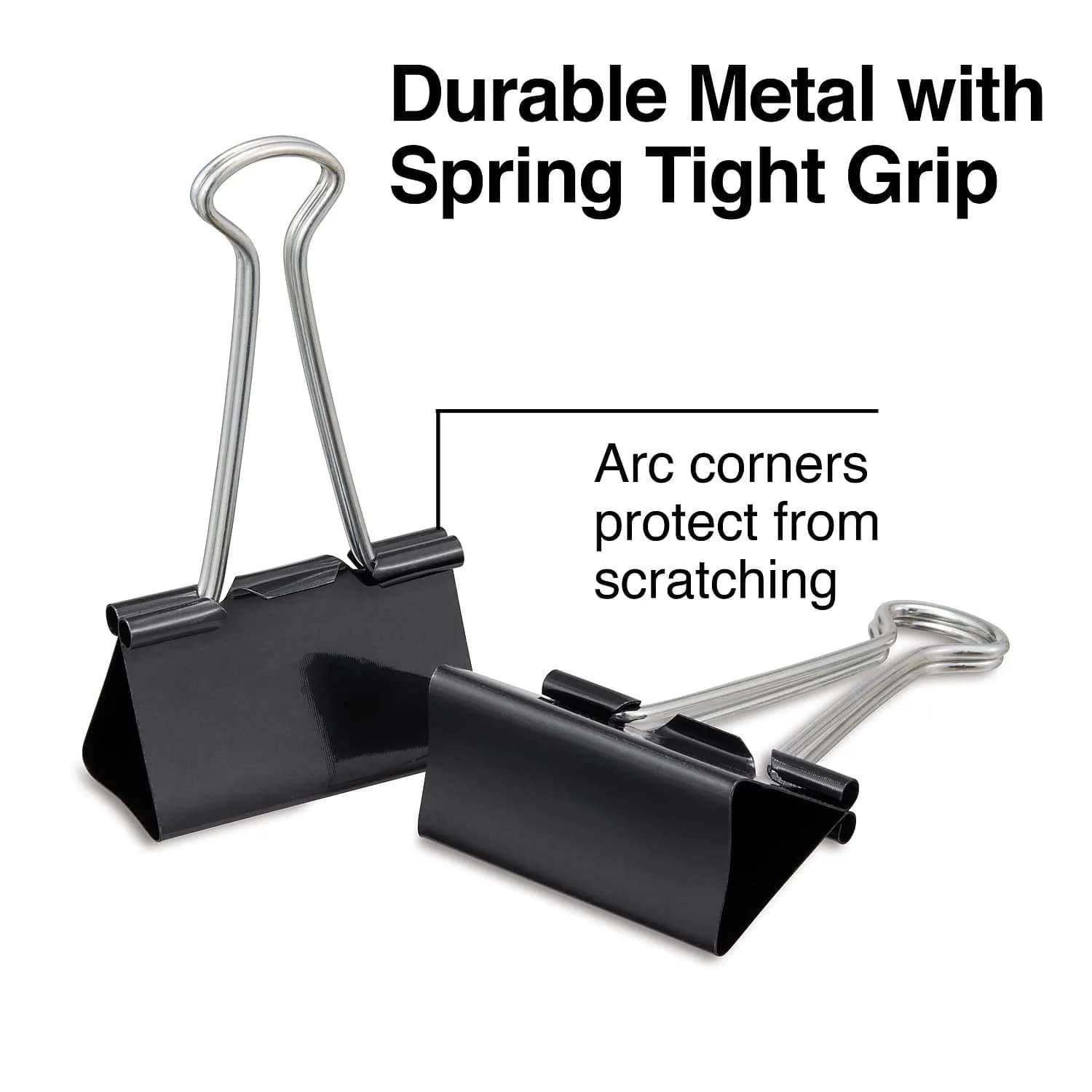 Staples Large Binder Clips 1" Capacity, Black, 12 Pack | Strong Hold Clips for Office Filing & Paper Bundles - view 2