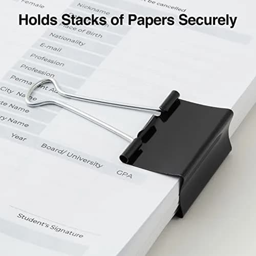 Staples Large Binder Clips 1" Capacity, Black, 12 Pack | Strong Hold Clips for Office Filing & Paper Bundles thumbnail 3