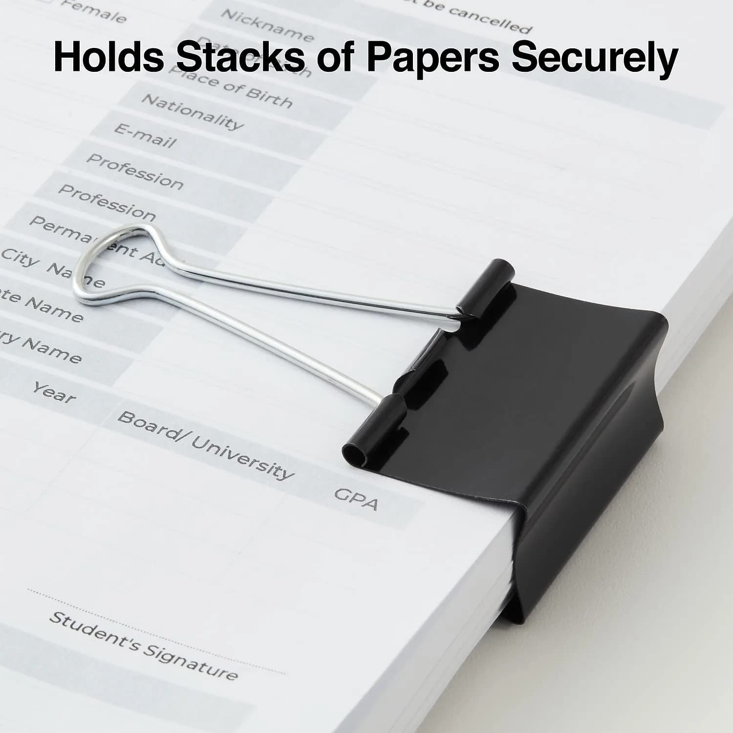 Staples Large Binder Clips 1" Capacity, Black, 12 Pack | Strong Hold Clips for Office Filing & Paper Bundles - view 3