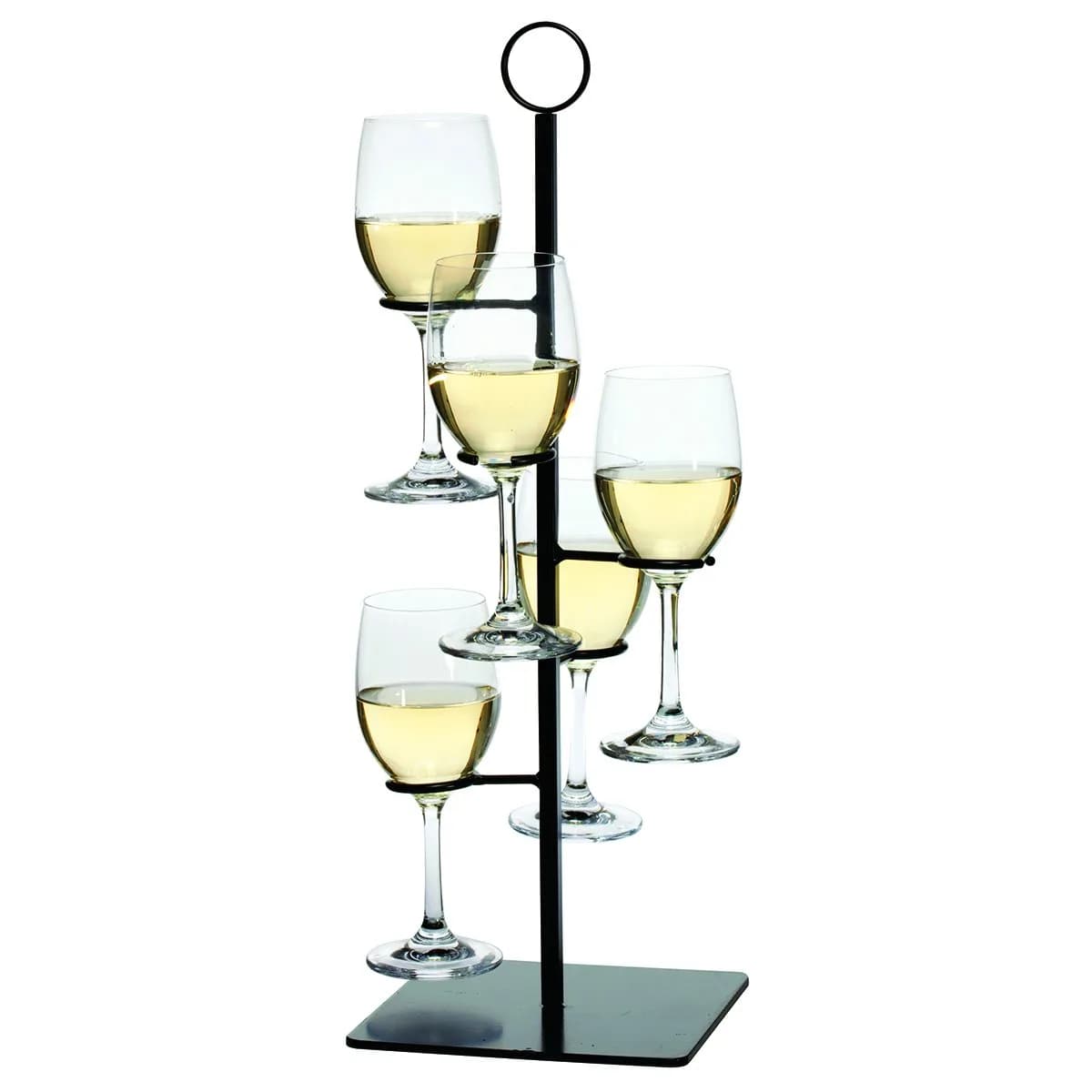 Oenophilia Amelia Flight Wine Server 5-Stem | Cascading Steel Design for Wine Flights