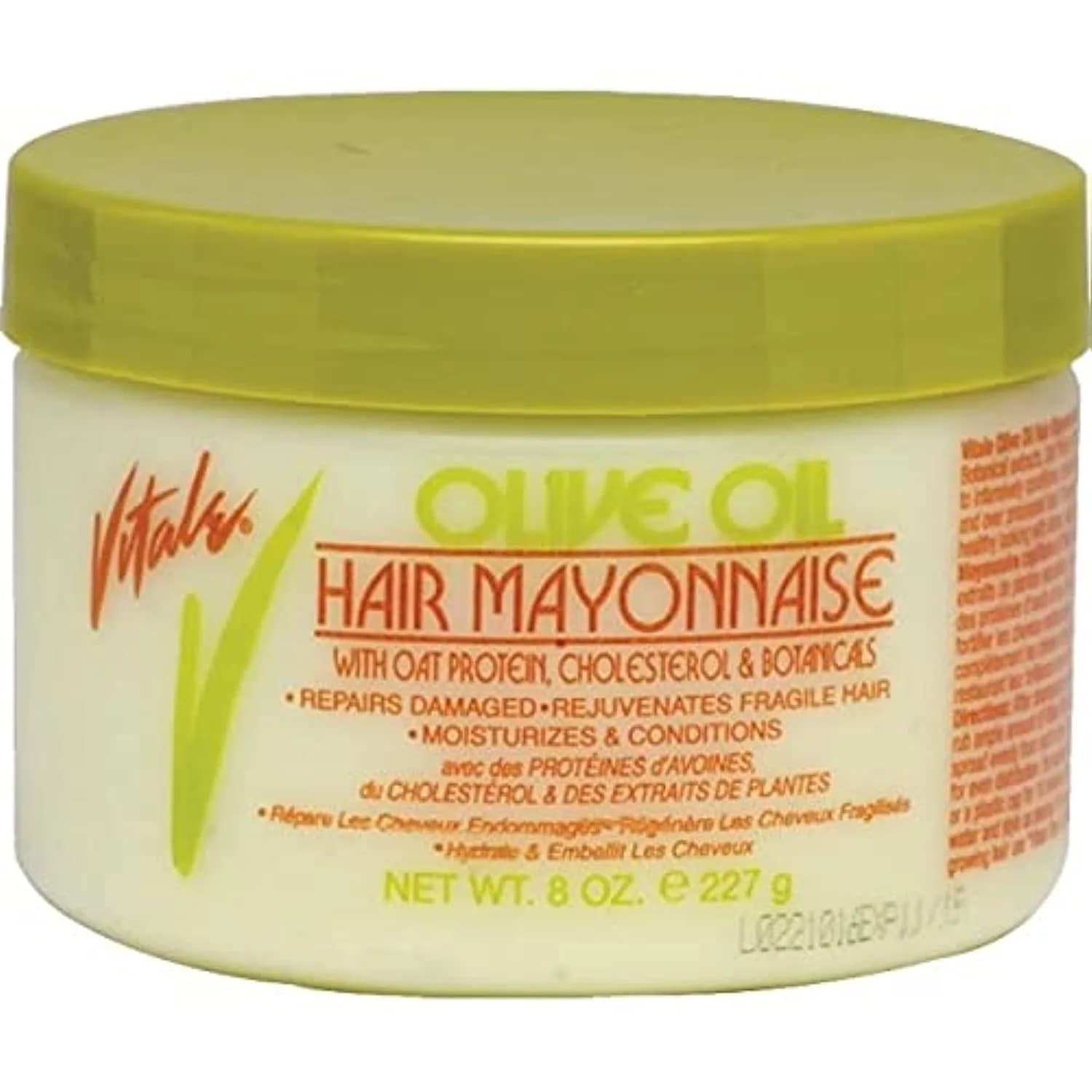 VITALE Olive Oil Hair Mayonnaise 8oz with Oat & Egg Protein | Moisturizes & Protects Damaged Hair