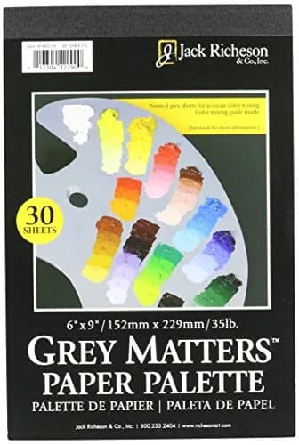 Jack Richeson Grey Matters Disposable Paper Palette, 6 in x 9 in | Neutral Gray for Accurate Color Mixing thumbnail 1