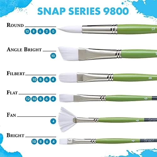 Princeton 9850ST-100 Snap Brush White Taklon Stroke Paintbrush 2.54 cm (1") | For Watercolor and Acrylic Painting thumbnail 5