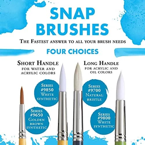 Princeton 9850ST-100 Snap Brush White Taklon Stroke Paintbrush 2.54 cm (1") | For Watercolor and Acrylic Painting thumbnail 2