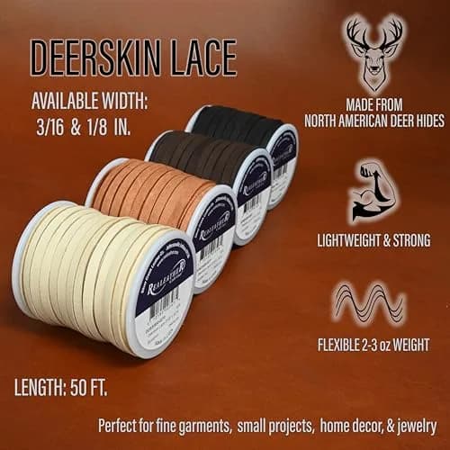 Realeather Deerskin Leather Lace 3.18 mm (1/8") x 15.24 m (50 ft) Red | Soft, Strong, and Sustainable Crafting Material thumbnail 2