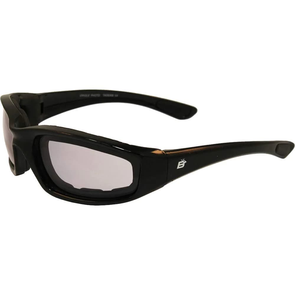 Birdz Eyewear Oriolephoto Padded Motorcycle Goggles (Black Frame/Clear-Smoke Lens, 54mm) | Photochromic Anti-Fog — Black Frame/Clear-smoke Lens