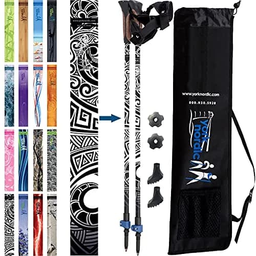 York Nordic Official Nordic Walking Poles - Adjustable, Collapsible, Lightweight, 2 Pieces, Travel Bag, Heights 5'4"-6'2" thumbnail 1