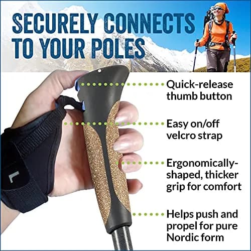 York Nordic Official Nordic Walking Poles - Adjustable, Collapsible, Lightweight, 2 Pieces, Travel Bag, Heights 5'4"-6'2" thumbnail 3