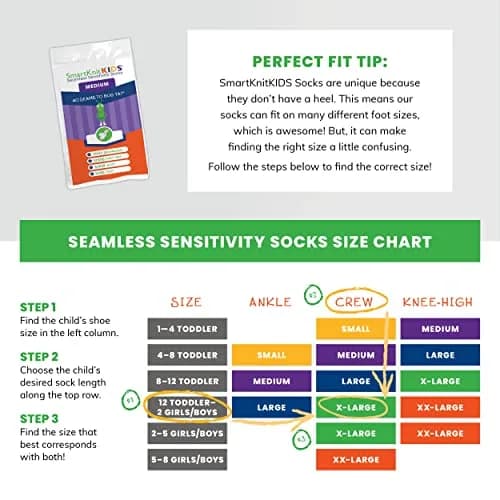 SmartKnitKIDS Seamless Socks for Sensory Issues | Made in USA, Knee Length, Black thumbnail 4