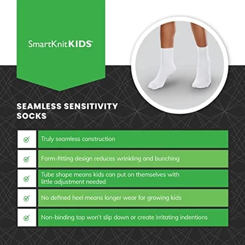 SmartKnitKIDS Seamless Socks for Sensory Issues | Made in USA, Knee Length, Black thumbnail 5