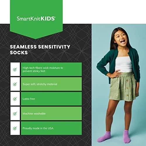SmartKnitKIDS Seamless Socks for Sensory Issues | Made in USA, Knee Length, Black thumbnail 6