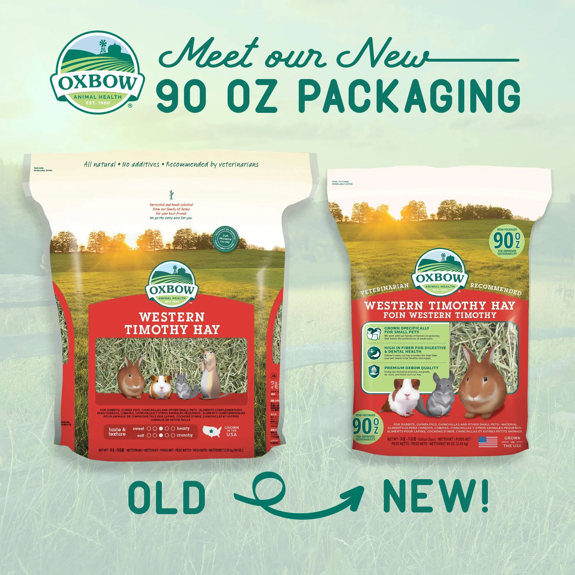 Oxbow Western Timothy Hay for Rabbits & Guinea Pigs, 2551 g (90 oz) | High Fiber, USA-Grown - view 2