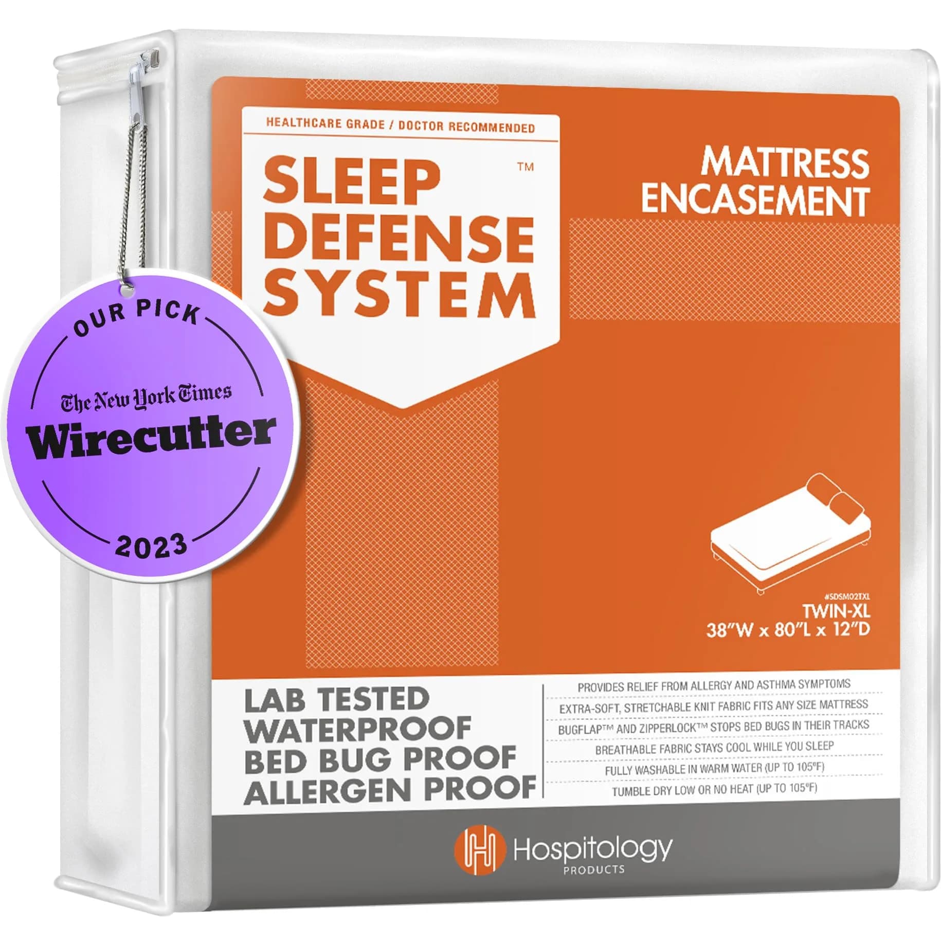 Hospitology Products King Size Mattress Encasement 78"x80" (198cm x 203cm) | Bed Bug & Dust Mite Proof, Waterproof, Hypoallergenic — 12" - 18" Depth Mattress / Twin XL