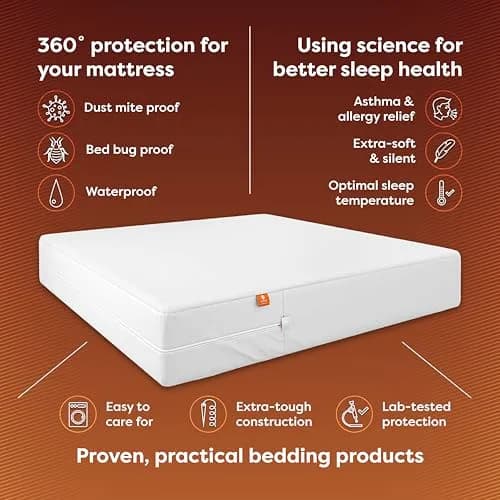 Hospitology Products Zippered Mattress Encasement for Twin XL Mattresses | Waterproof, Hypoallergenic, Bed Bug Proof (38" x 80" x 12"-18" Deep) thumbnail 2