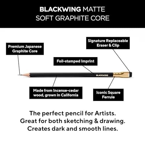 Blackwing Matte Pencils, Soft Graphite for Writing & Drawing, 12 Count | Premium Japanese Graphite thumbnail 4