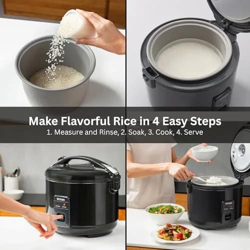 Tiger JNP-S55U-KY 3 Cup Capacity Rice Cooker with Non-Stick Inner Pot, Retractable Power Cord, and Keep Warm up to 12 hours, Black thumbnail 7