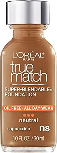 L'Oréal Paris True Match Super-Blendable Liquid Foundation Cappuccino N8 30ml (1 Fl Oz) | Natural Finish Foundation thumbnail 1