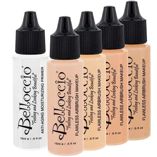 Belloccio Fair Color Shade Airbrush Makeup Foundation Set, 4 Colors | Moisturizing, Hypoallergenic & Made in USA thumbnail 1