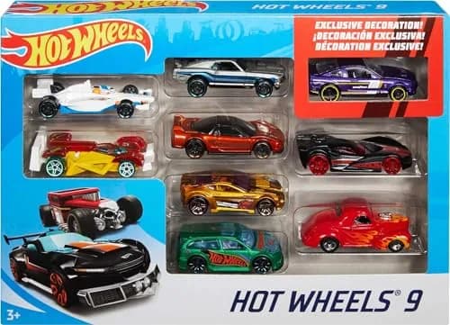 Hot Wheels Toy Cars 9-Pack | 1:64 Scale Vehicles with 1 Exclusive for Kids & Collectors thumbnail 4