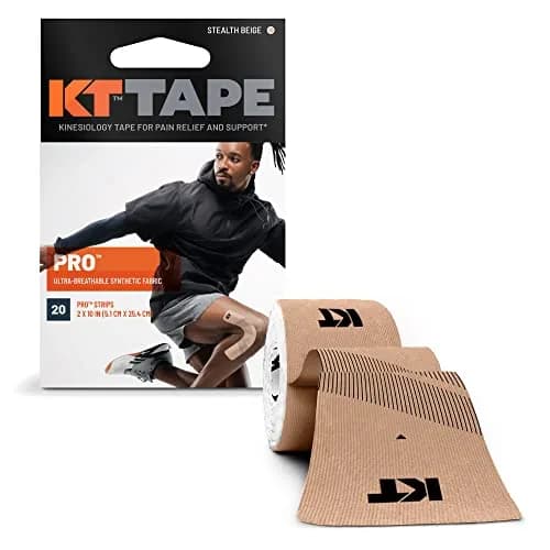 KT Tape Pro Synthetic Kinesiology Athletic Tape 20 Precut Strips 10" Stealth Beige | Supports Muscles & Joints thumbnail 1
