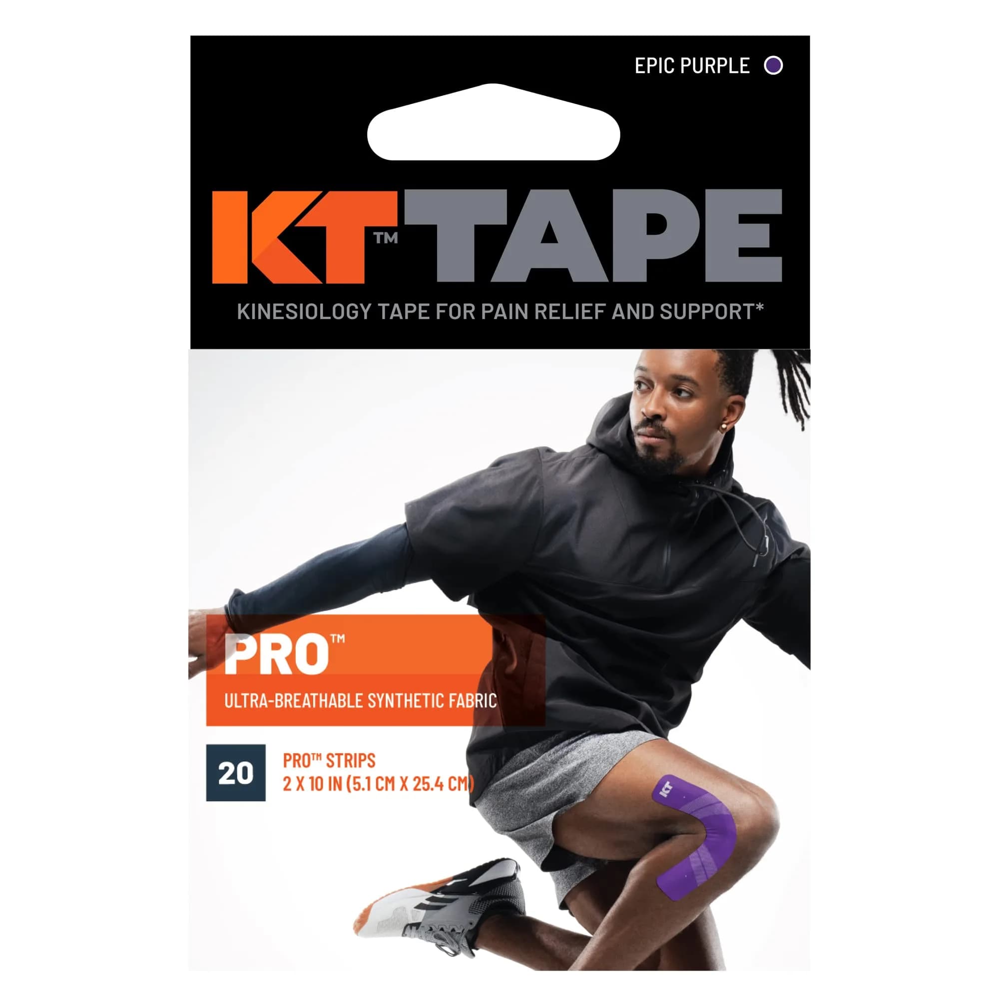 KT Tape Pro Synthetic Kinesiology Athletic Tape 20 Count 10” Precut Strips Epic Purple | Supports Muscles & Joints - view 6