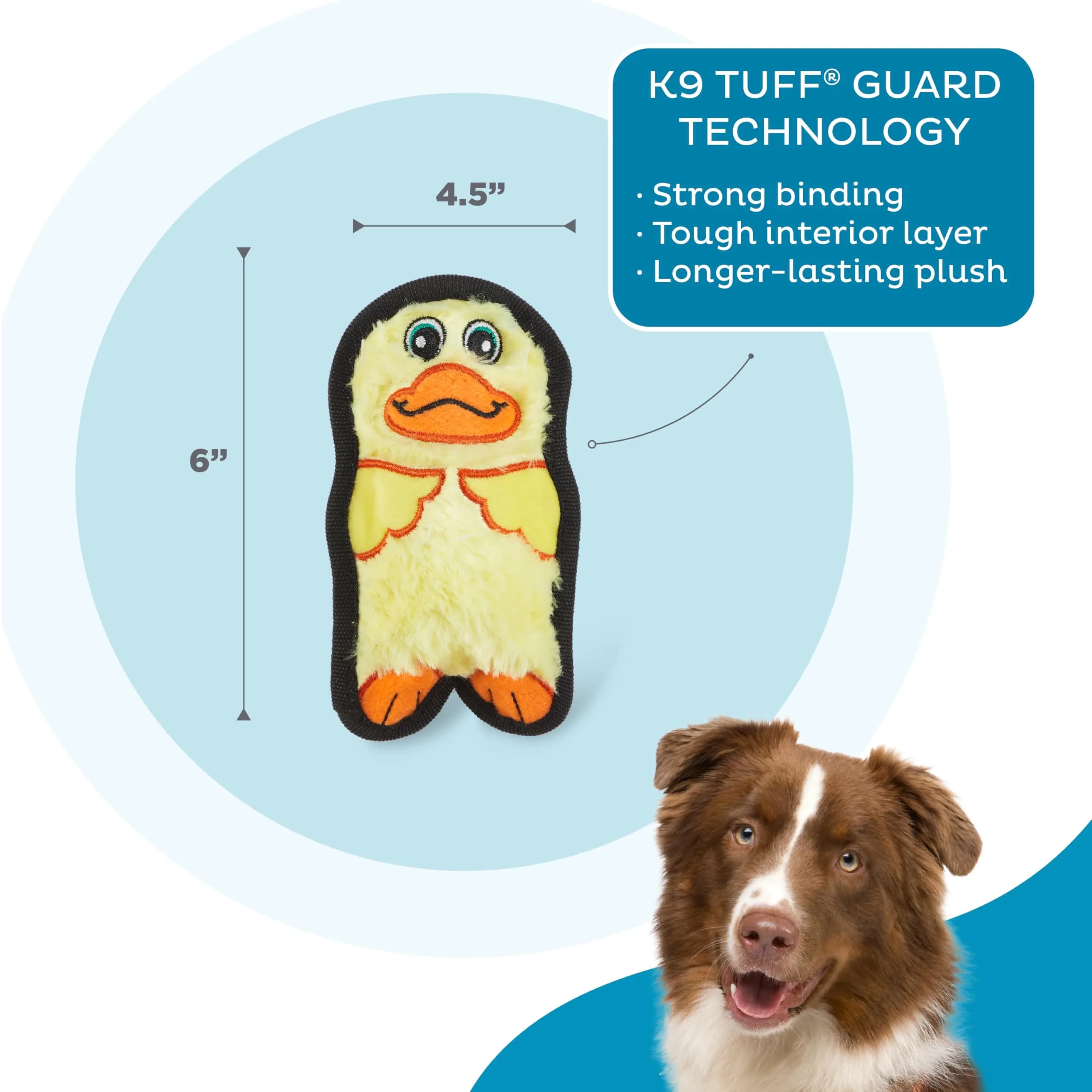 Outward Hound Durablez Minis Tough Chew Plush Squeaky Dog Toy Duck 15cm (6") | Stuffing-Free Interactive Play - view 3