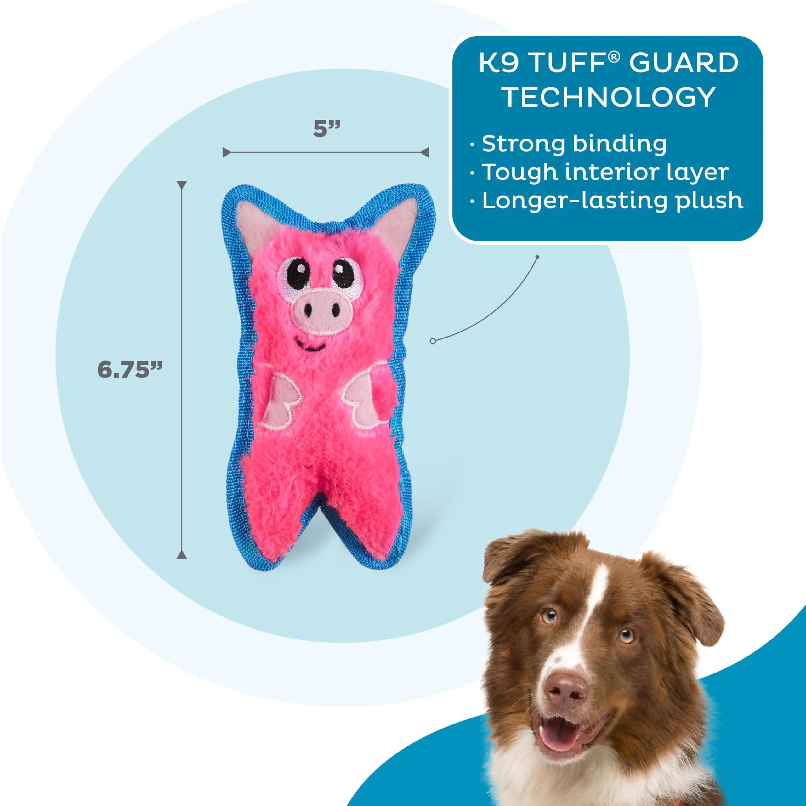 Outward Hound Durablez Minis Tough Chew Plush Squeaky Dog Toy Pig 17.3 cm (6.8") | Stuffing-Free Interactive Play - view 3