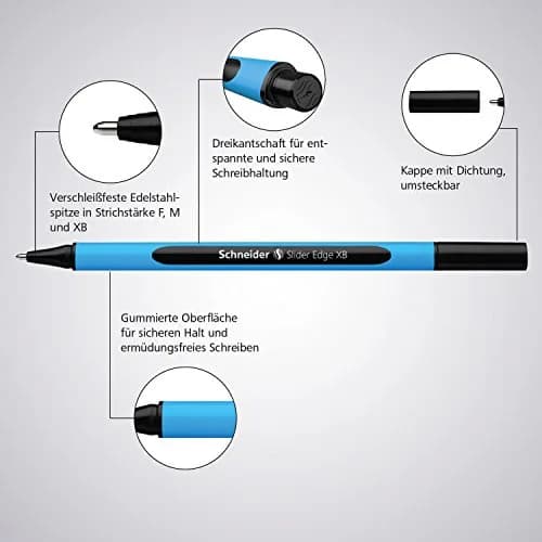 Schneider Slider Edge M (Medium) Ballpoint Pen 1.0mm Light Blue Barrel Black Ink | Carbon Neutral German Made thumbnail 5