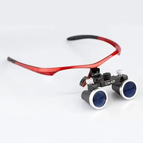 SMEDENT Dental Surgical Loupe 3.5X Working Distance 420mm Burgundy Sport Frame | Professional Magnifier for Dentists thumbnail 2