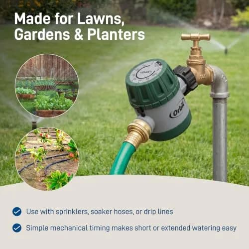 Orbit Mechanical Water Timer - Adjustable Irrigation Shutoff for Lawn & Garden Watering - Battery-Free Clockwork Hose Faucet Timer with Easy Grip Dial & Manual Bypass thumbnail 7