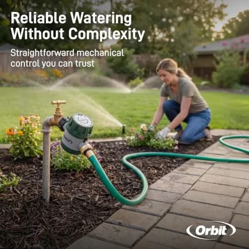 Orbit Mechanical Water Timer - Adjustable Irrigation Shutoff for Lawn & Garden Watering - Battery-Free Clockwork Hose Faucet Timer with Easy Grip Dial & Manual Bypass thumbnail 9
