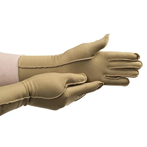 isotoner Women's Therapeutic Compression Gloves Pair Small Full Finger Camel | Moderate 23-32 mmHg Support thumbnail 1