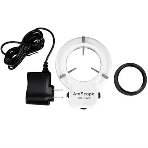 AmScope LED-144S LED Adjustable Microscope Ring Light with 48mm Adapter | 144 Bright White LEDs thumbnail 1