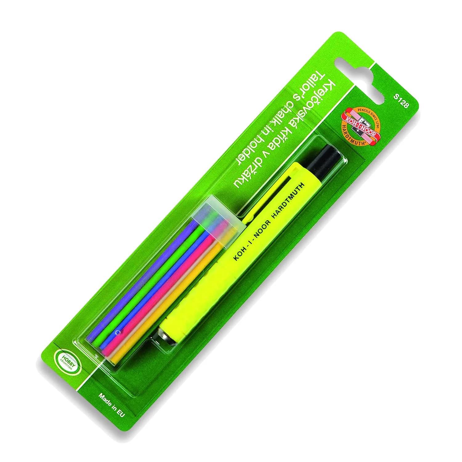Koh-I-Noor Tailor's Chalks S128 with Holder 6 Assorted Colours | Fabric & Tailoring Tool for Indian Tailors — Green, Yellow, Violet, Red, White