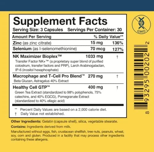 Researched Nutritionals Transfer Factor Multi-Immune Colostrum Supplement - Mushroom-Free, 90 Capsules | Supports Immune Function thumbnail 6