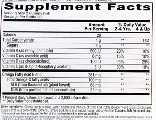 Lil Critters Omega-3 DHA Gummy Fish Lemonade Chewable 60 Count (120 Count Total) | 32mg DHA + Vitamins C, E, D3 thumbnail 5
