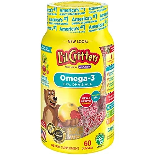 Lil Critters Omega-3 DHA Gummy Fish Lemonade Chewable 60 Count (120 Count Total) | 32mg DHA + Vitamins C, E, D3 thumbnail 1